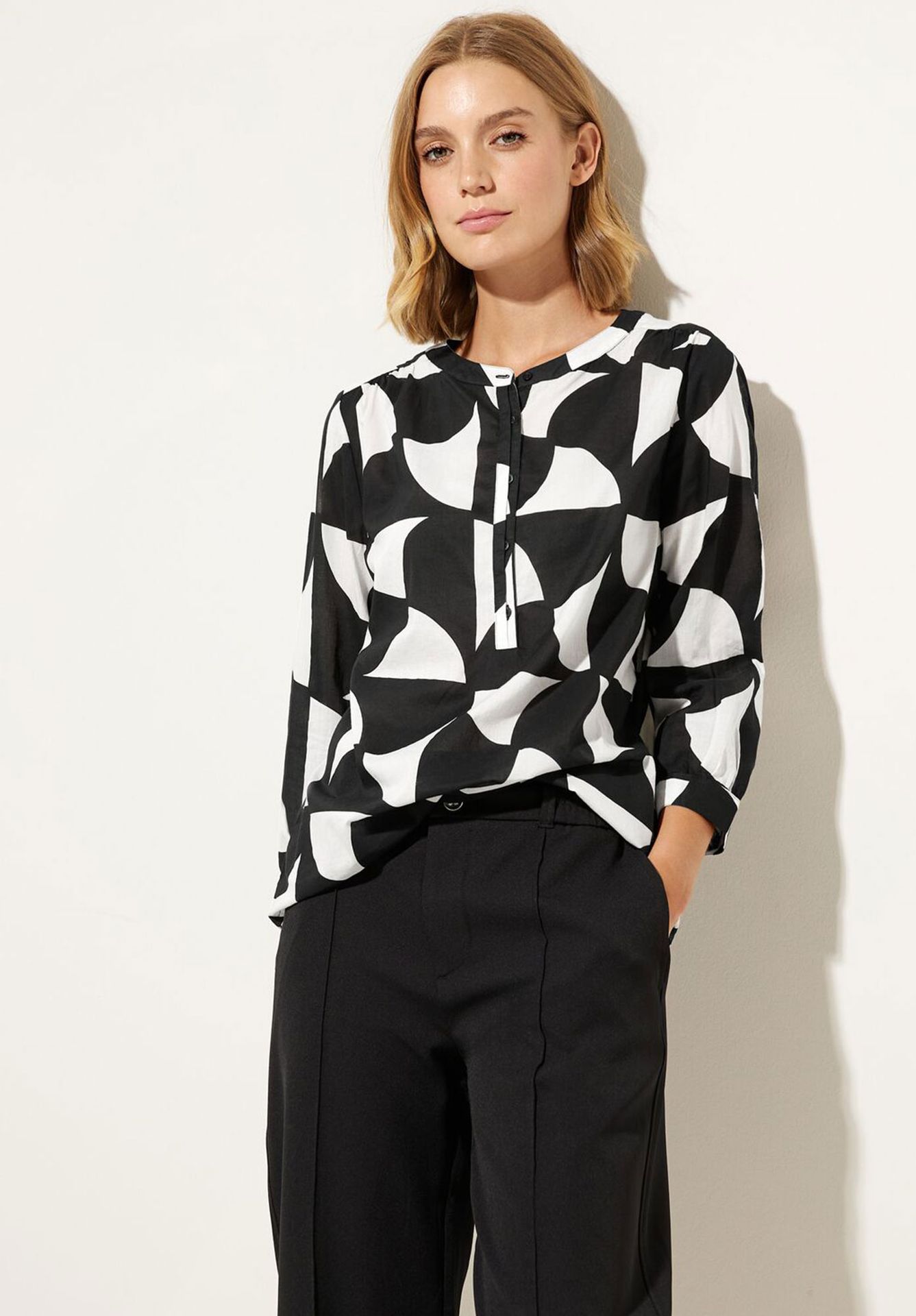 Street One Street One blouse met knooppas Zwart 00075135-EKA00815000001058