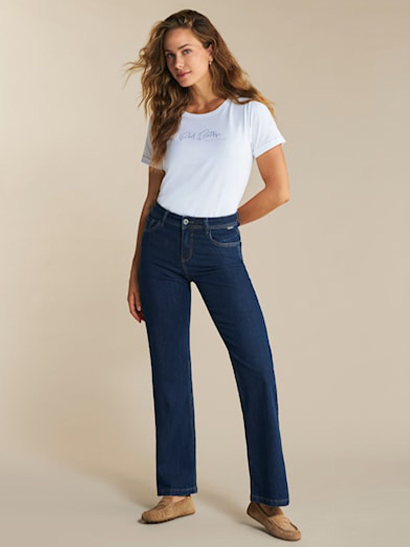 Red Button Wide Leg Jeans Colette Blauw 00078991-580