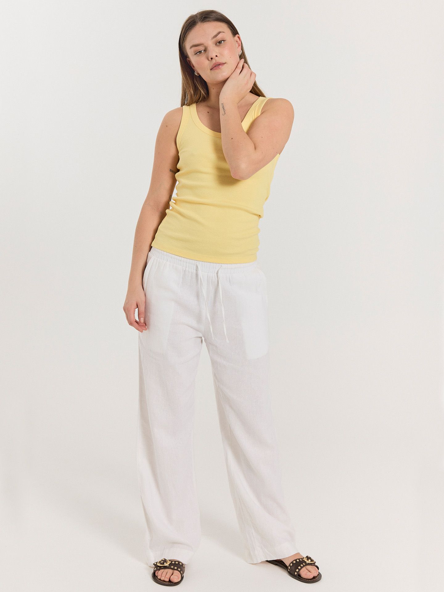 Freequent Wide Leg Broek Lava Full Length Wit 00080357-7000