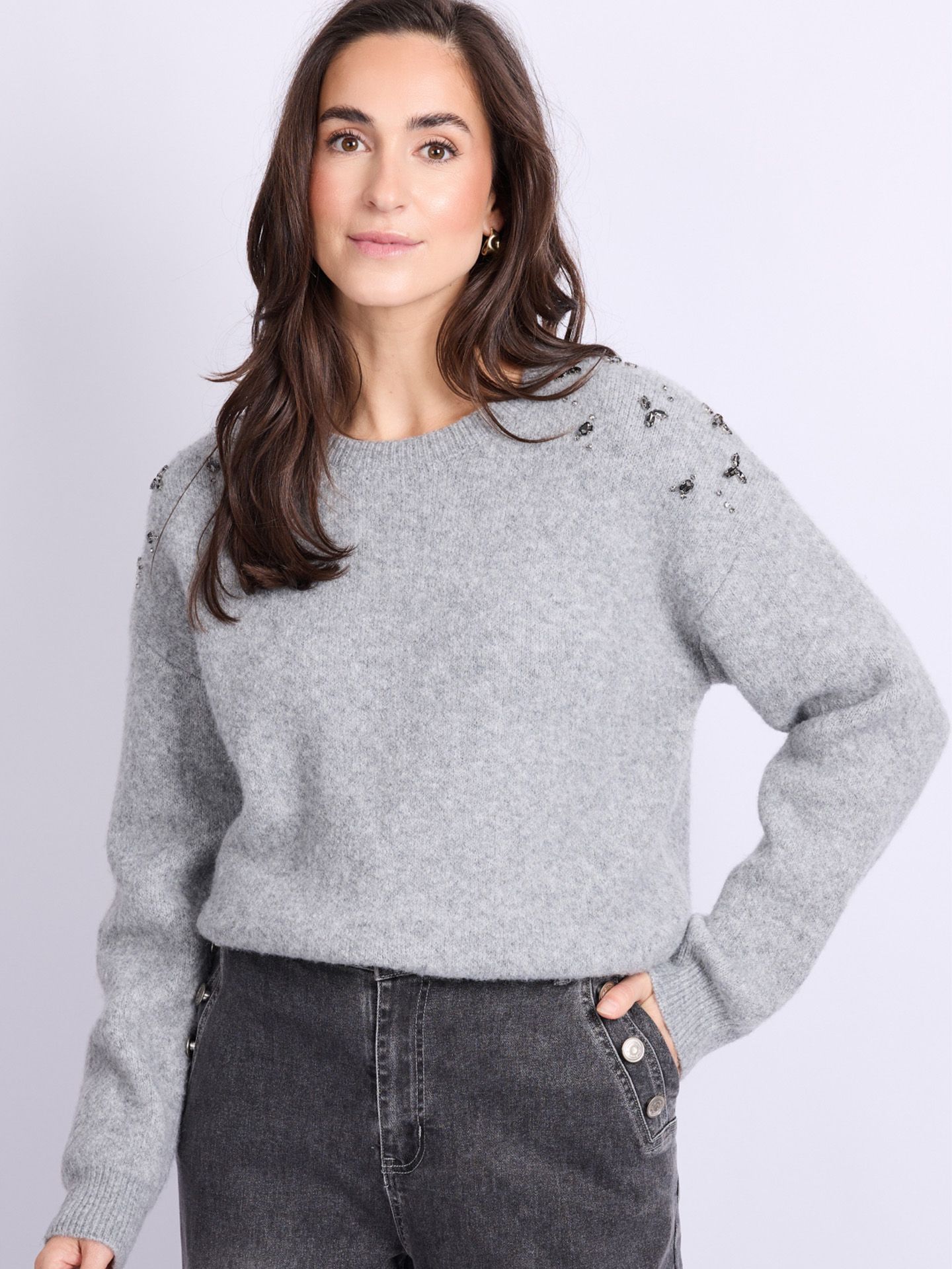 C&S The Label Trui Kirsten Grijs 00082125-7300