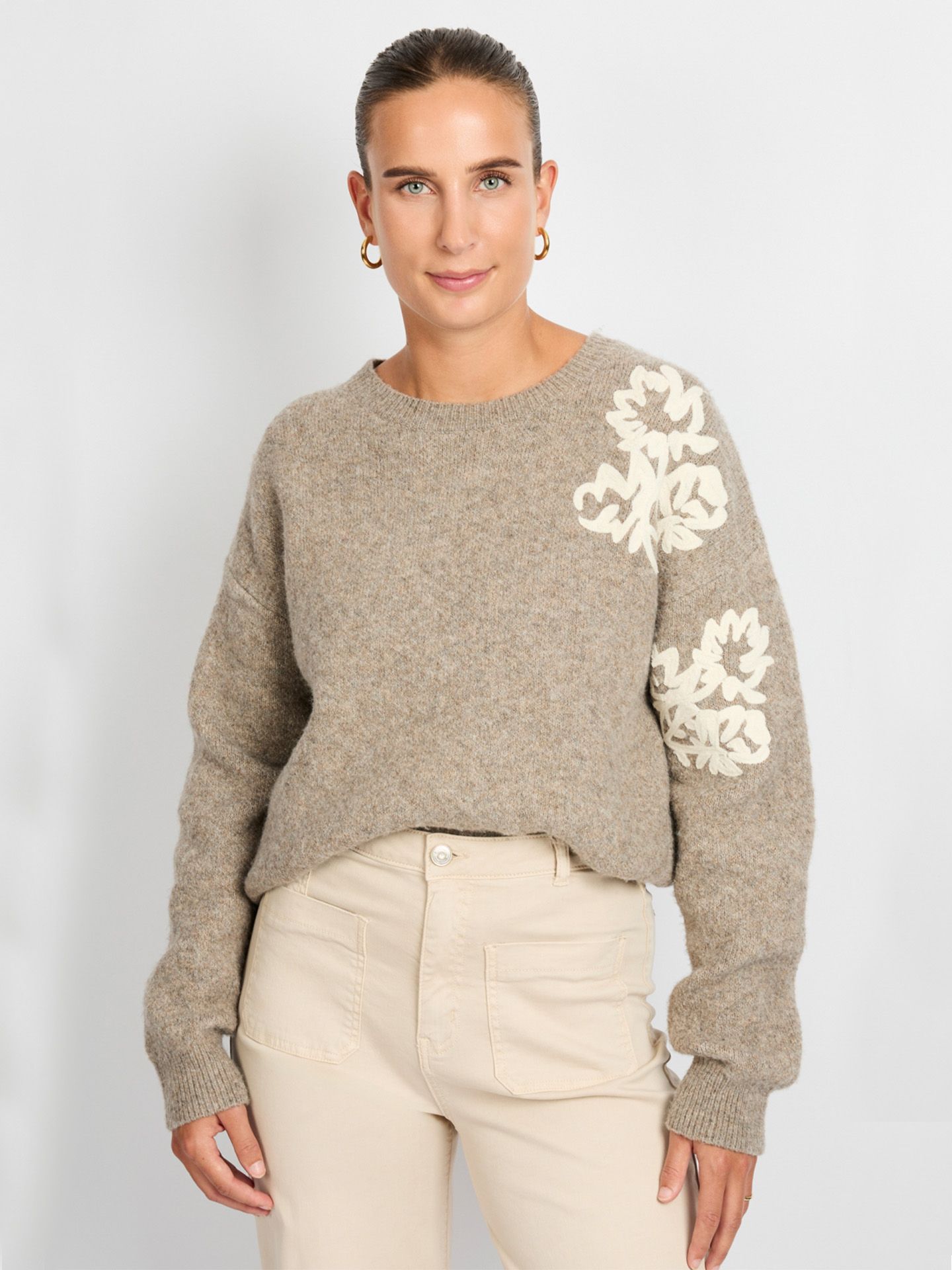 C&S The Label Trui Klaartje Taupe 00082126-5500