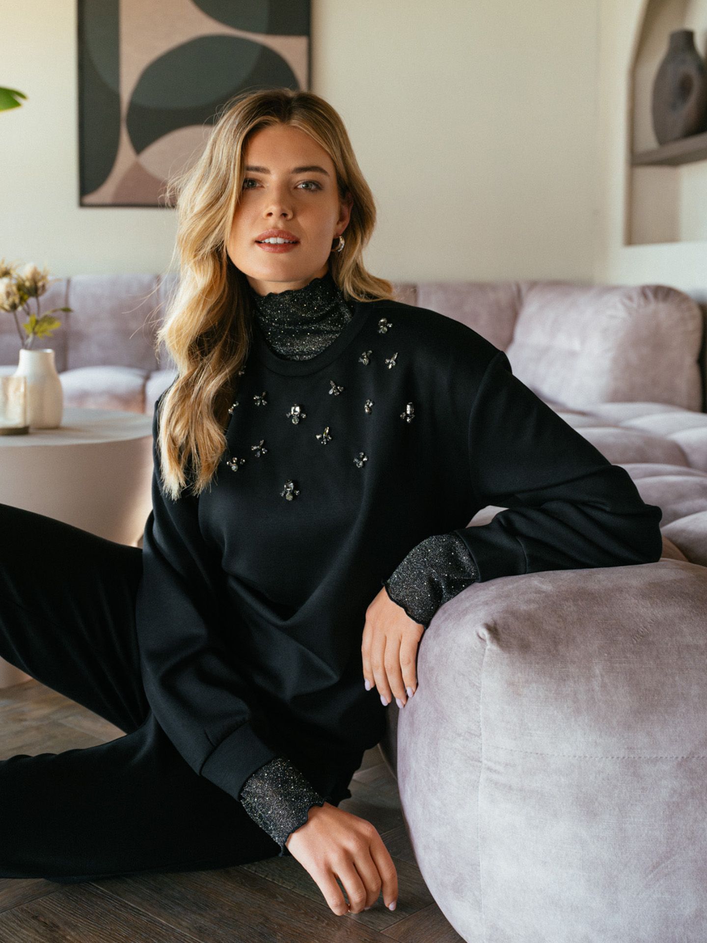 C&S The Label Trui Willemijn Zwart 00082210-7500