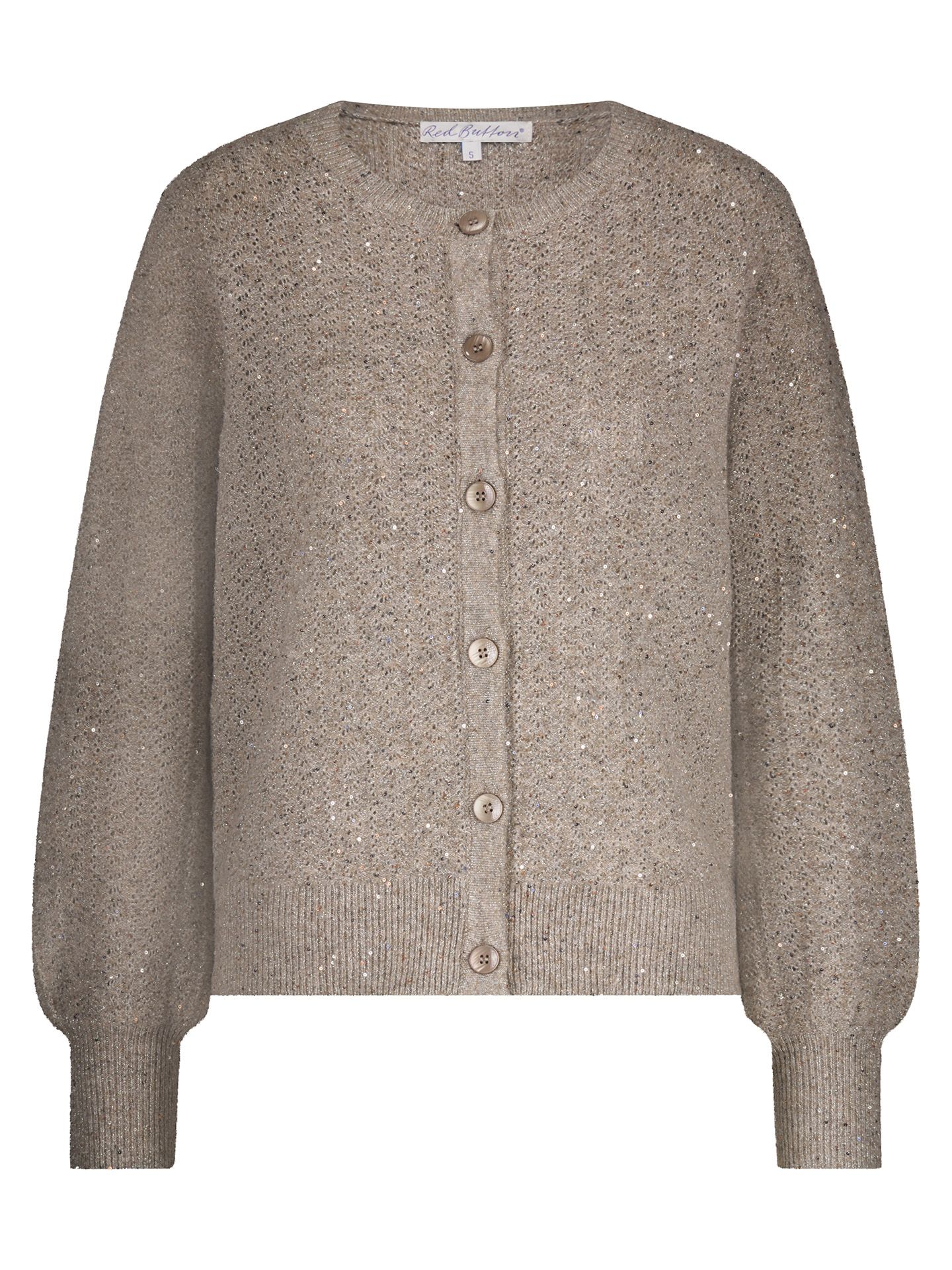 Red Button Vest Cardigan Taupe 00082345-5510