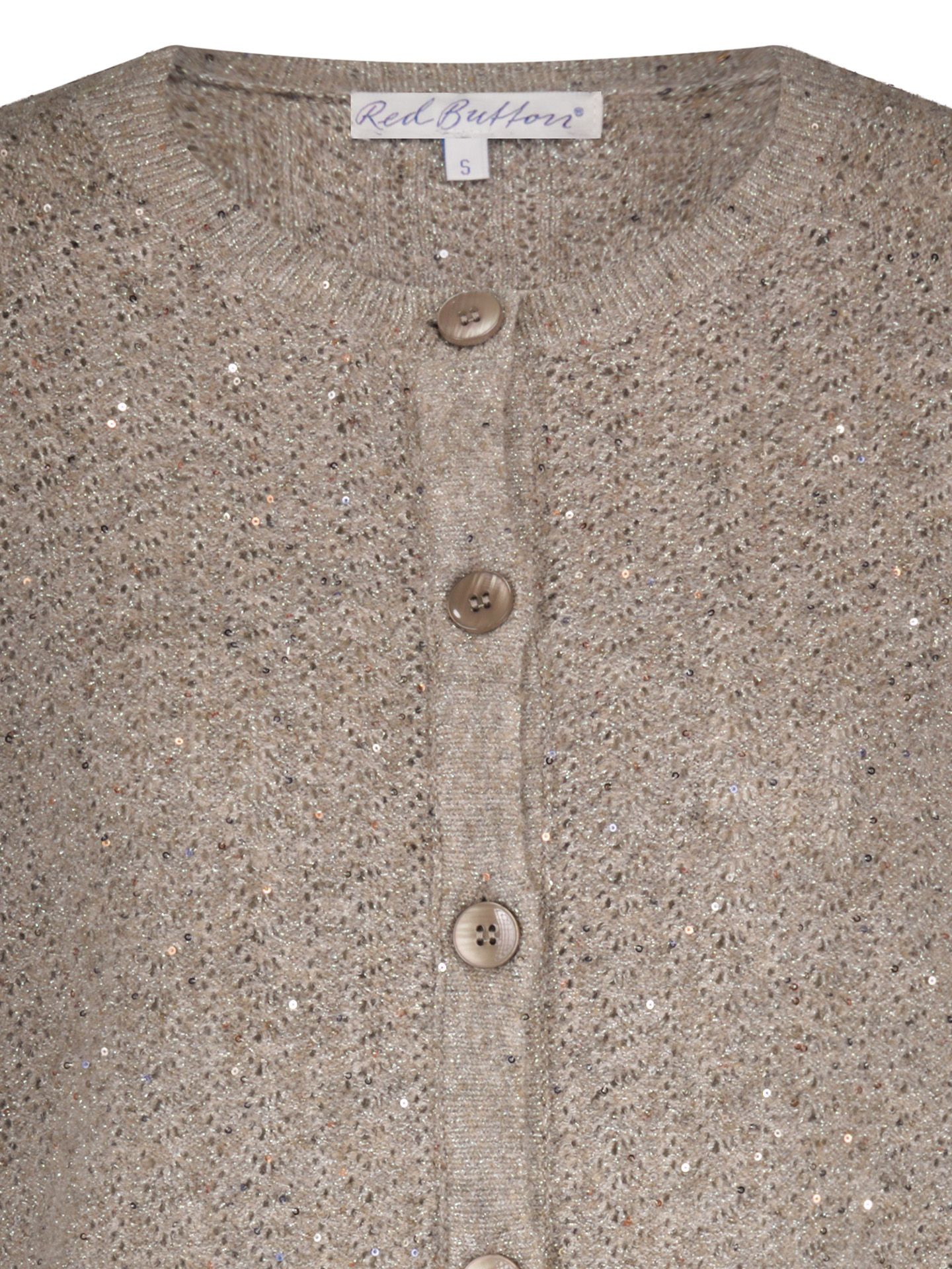 Red Button Vest Cardigan Taupe 00082345-5510