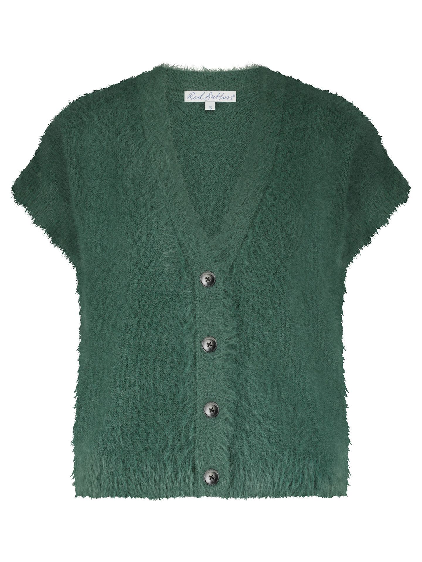 Red Button Vest Fuzzy Groen 00082372-6500