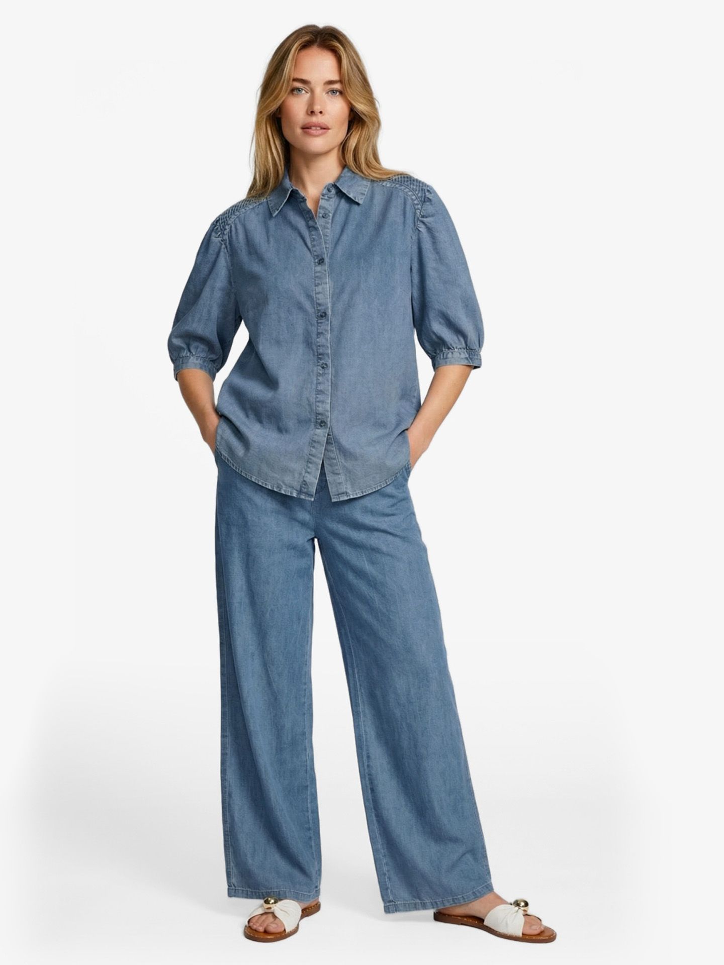 C&S The Label Blouse Laira Blauw 00083514-800