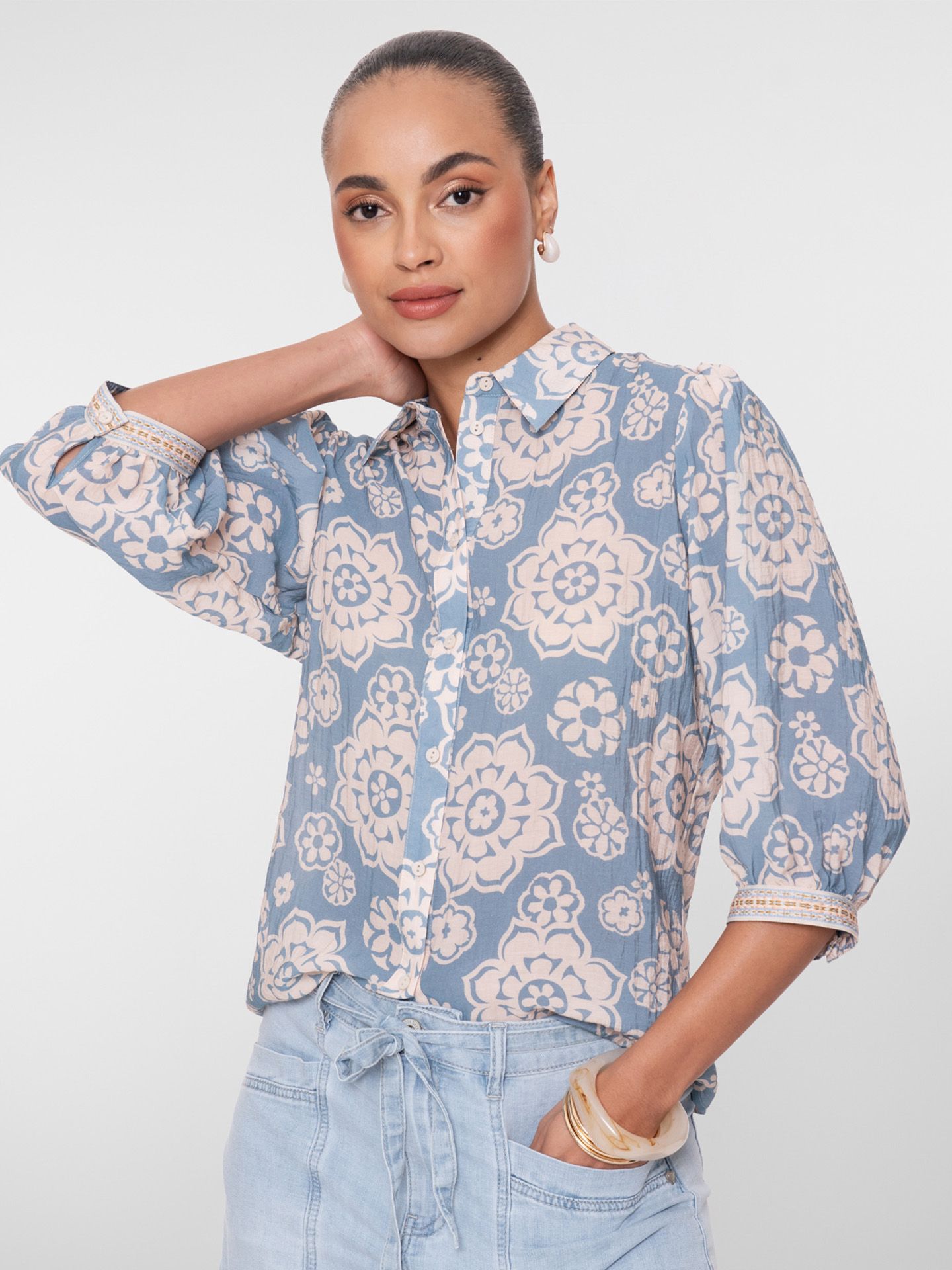 Geisha Blouse Louise Blauw 00083551-1350