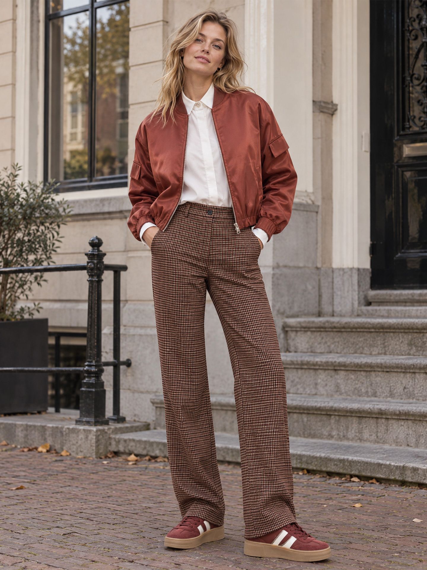 Freequent Wide Fit Broek Sonny Rood 00083754-3600