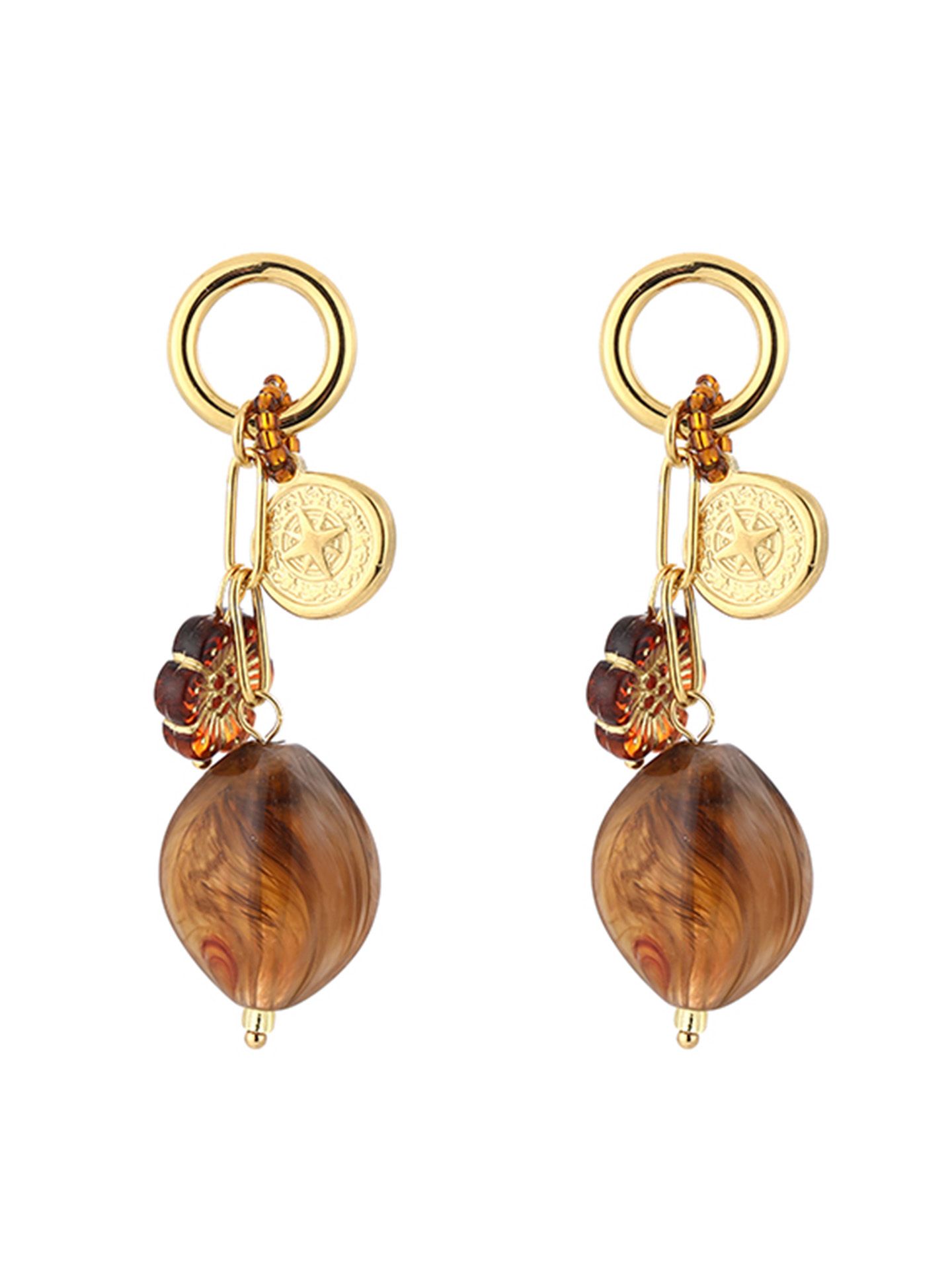 Schijvens mode Oorbel Dora Taupe 00083980-5500