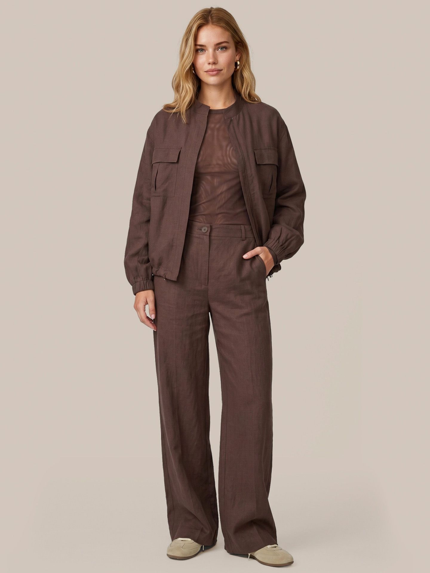 C&S The Label Wide Leg Broek Pernilla Bruin 00084039-5800