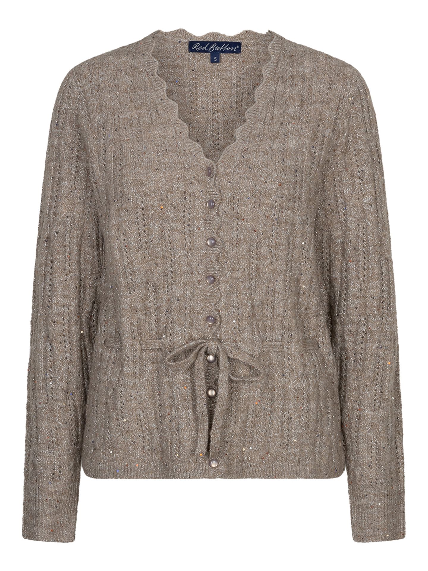 Red Button Vest Cardigan Taupe 00085428-5500