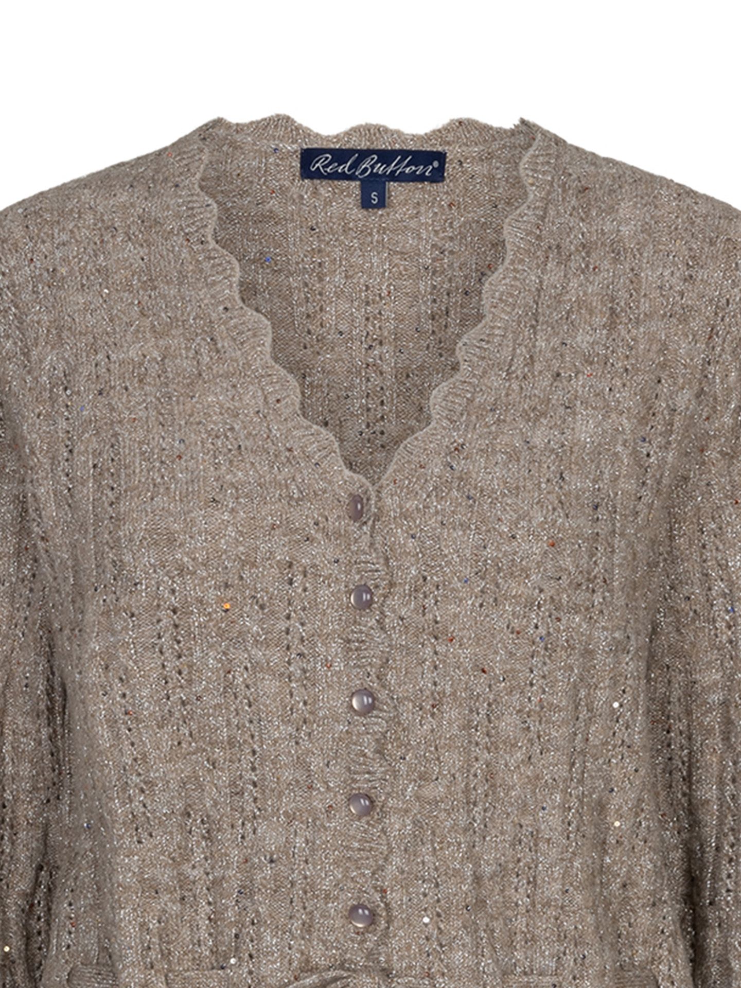 Red Button Vest Cardigan Taupe 00085428-5500