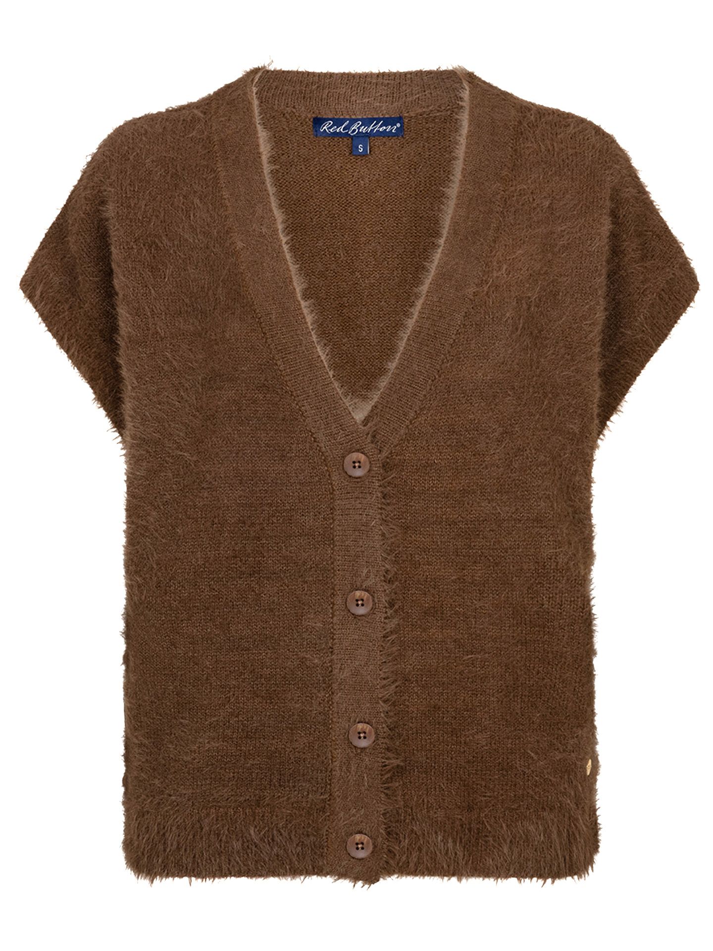 Red Button Vest Sleeveless Camel 00085435-5300