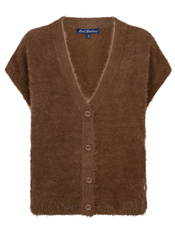 Red Button Vest Sleeveless Camel 2900083136055