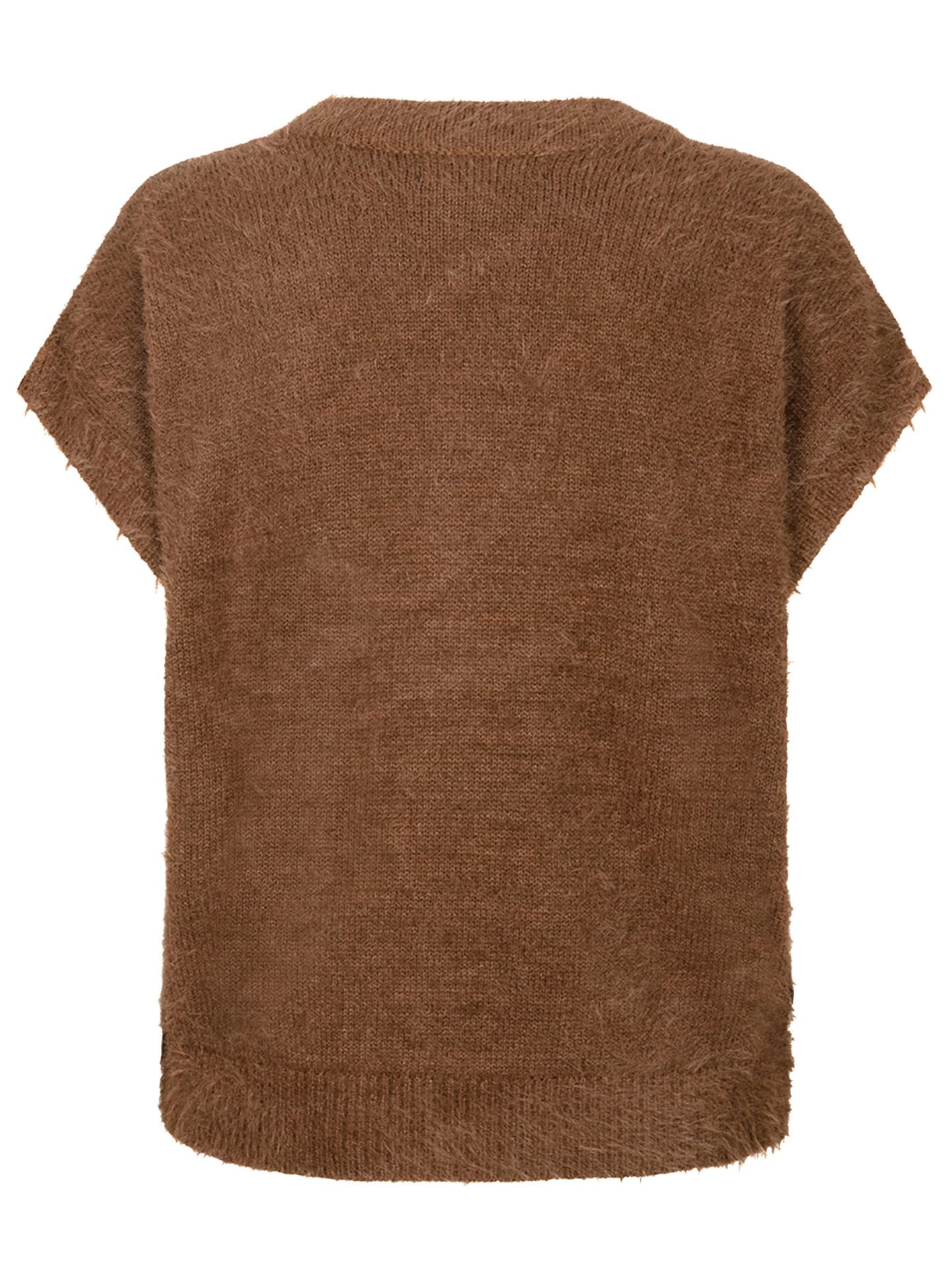 Red Button Vest Sleeveless Camel 00085435-5300