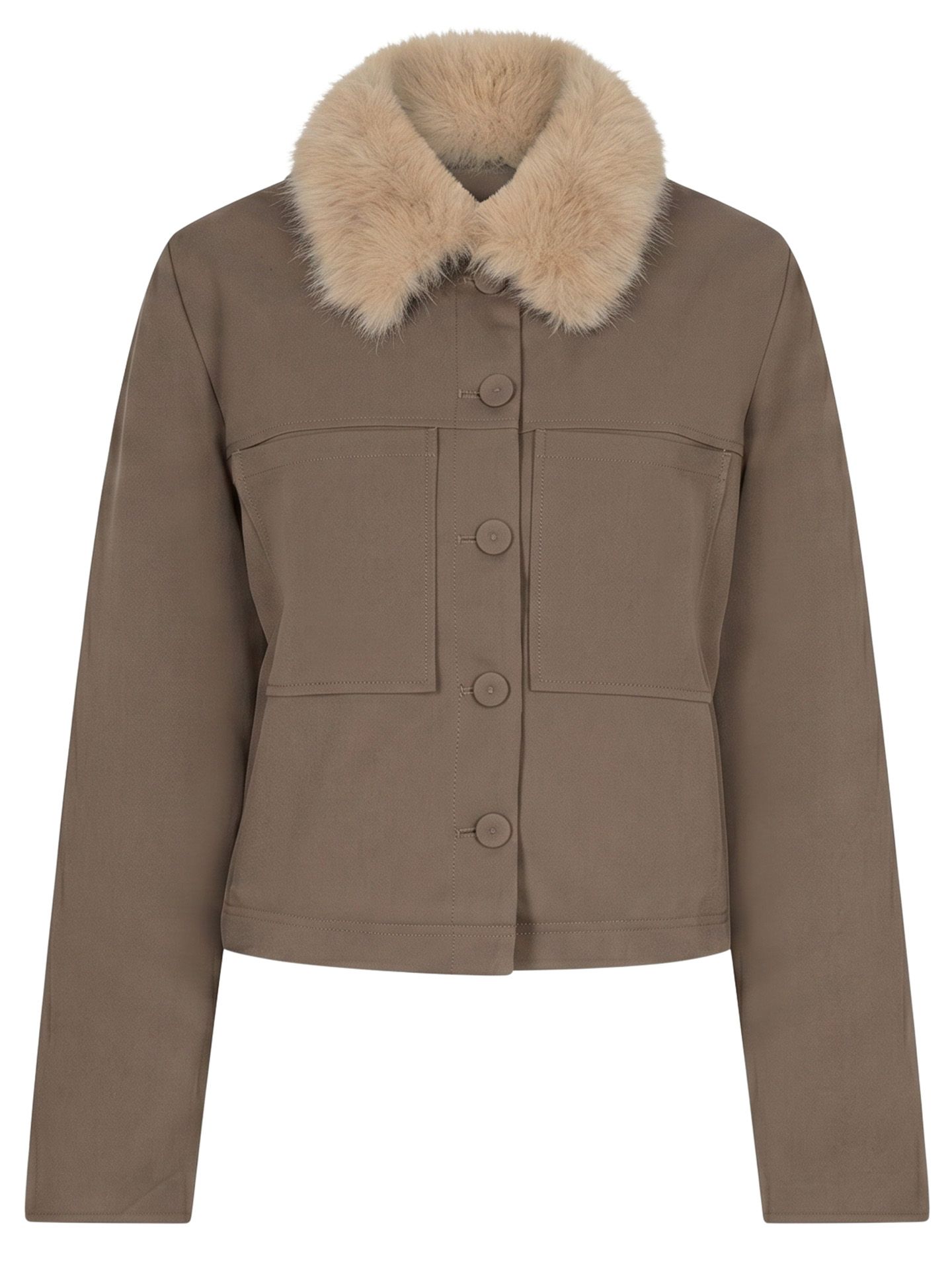 Red Button Jack Jacket & Fur Taupe 00086256-5500